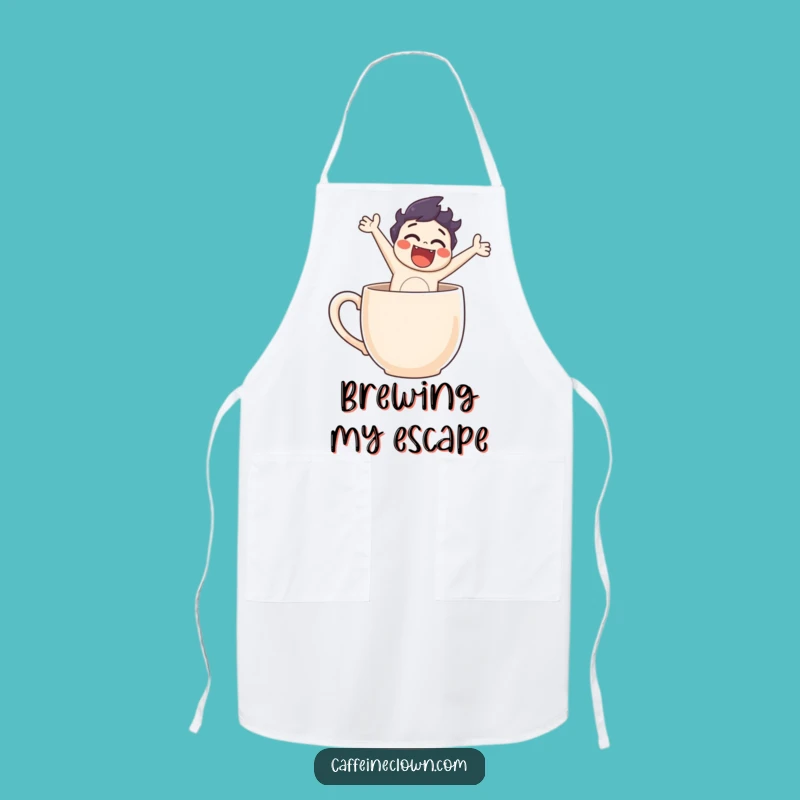 Funny Chef Apron: Character's Coffee Mug Leap Kitchen Fun!