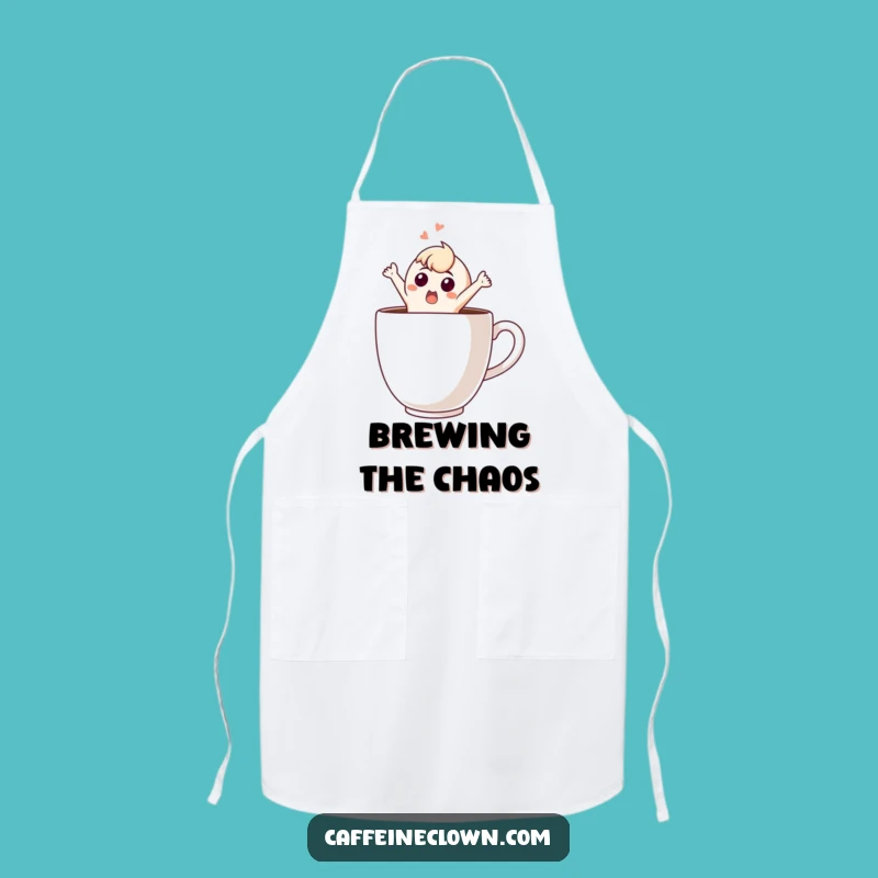 Funny Surprise Apron: Kitchen Chaos with a Startled Coffee Character, Perfect Funny Gift