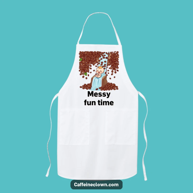 Funny Apron: Coffee Bean Waterfall Character - Kitchen Adventure Gift!