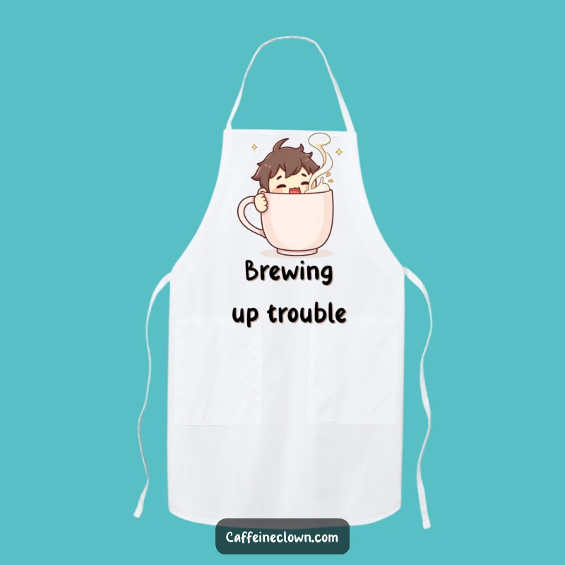 Funny Apron: Coffee Stirring Character, Froth Flying Mess - Chef Humor Gift!