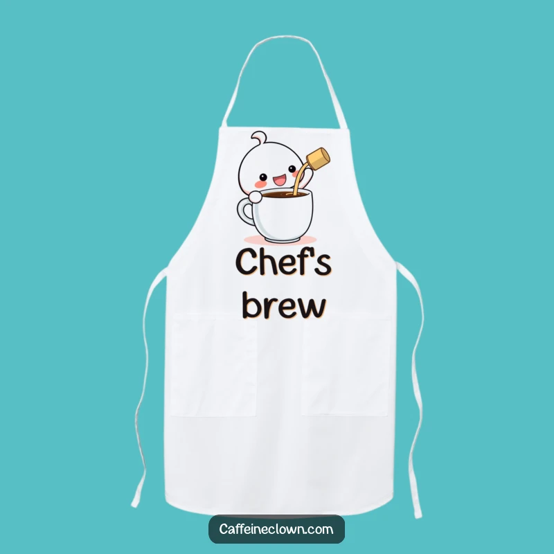 Funny Kawaii Cooking Apron: Gigantic Coffee Pour, Chef's Humorous Gift!