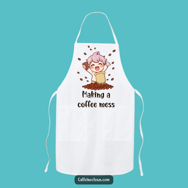 Funny Kitchen Apron: Character Shaking Coffee Beans, Chef’s Hilarious Brew Prep