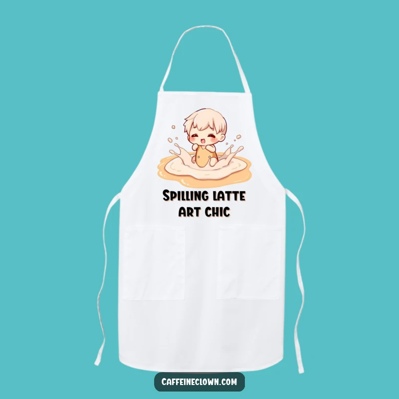 Funny Latte Art Splash Apron - Chef Character Coffee Kitchen Gift