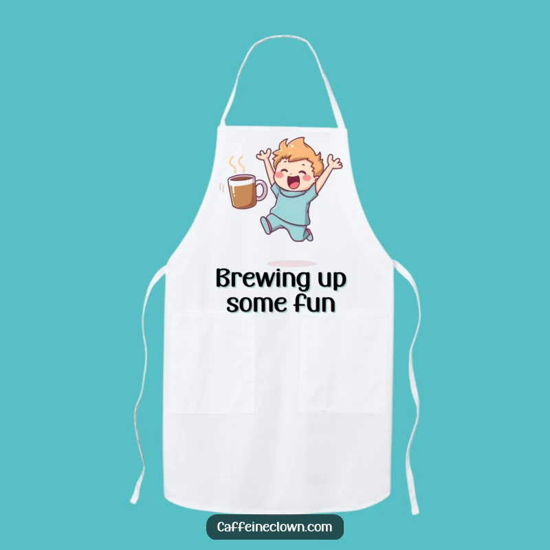 Funny Leaping Coffee Chef Apron: Figure's Delightful Kitchen Fun Gift