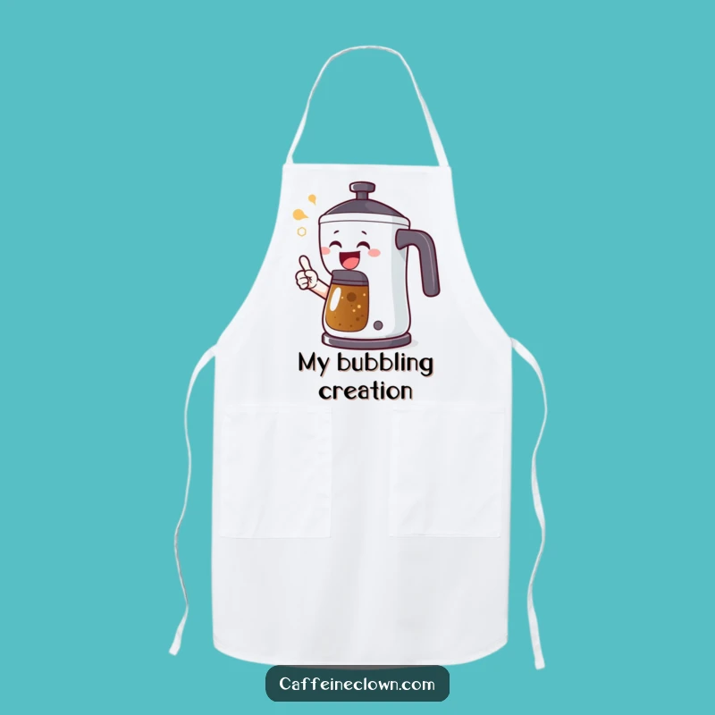 Funny Coffee Alert Chef Apron: Joyful Character's Pot Pointing Gift