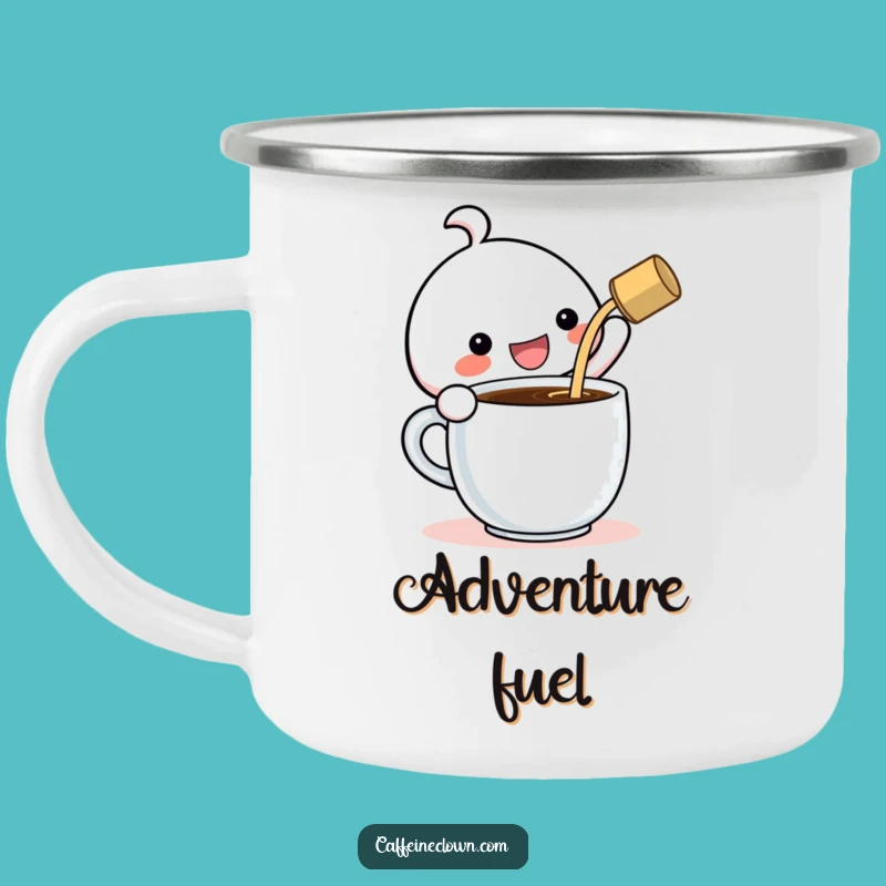 Funny Kawaii Camping Mug: Gigantic Coffee Pour, Outdoor Humor Gift!