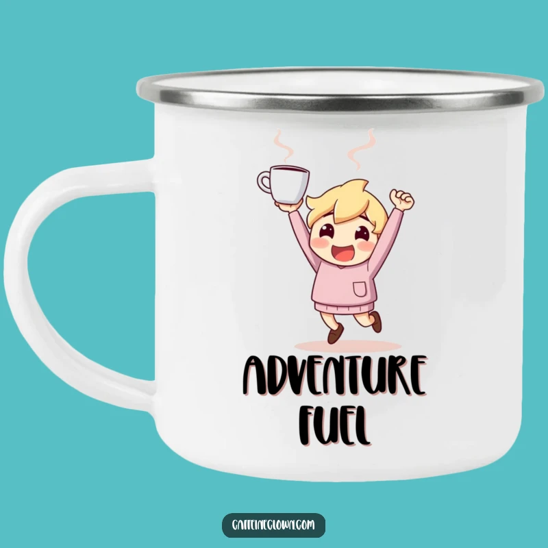 Funny Camping Mug: Bouncing Coffee Character - Adventure Fuel!