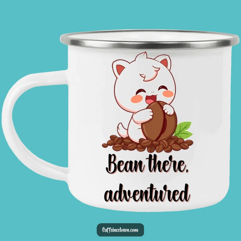 Funny Giggling Coffee Bean Camping Mug - Outdoor Gift for Coffee Fanatics
