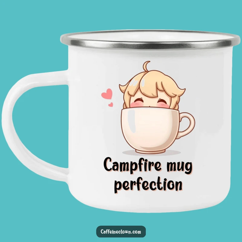 Funny Blushing Character Oversized Coffee Camping Mug - Adventure-Ready and Hilarious