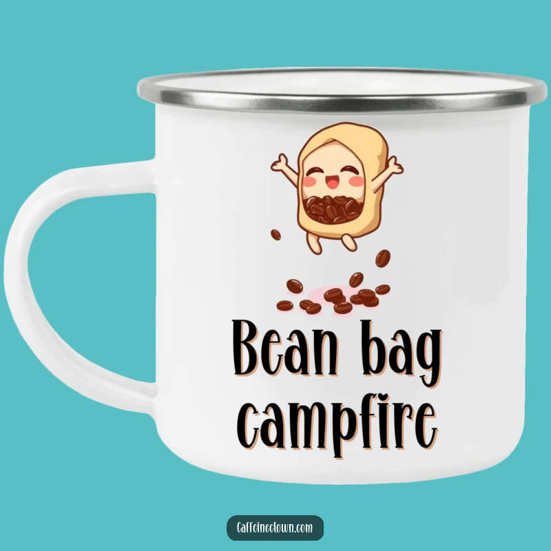 Funny Bubbly Bean Drop Camping Mug: Adventure Fuel & Fun - Perfect Gift!
