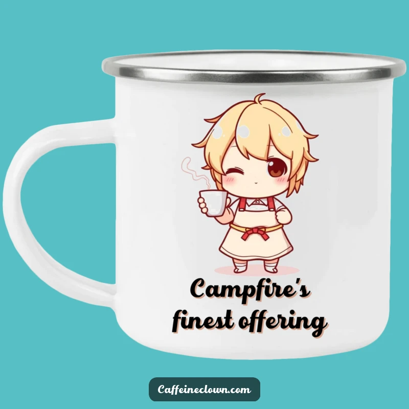Funny Camp Mug: Apron Character Serves Warmth!