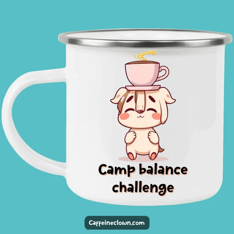 Funny Coffee Balance Camper Mug: Clumsy Delight, Perfect Outdoor Gift