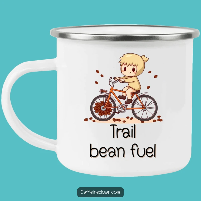 Funny Coffee Bean Bike Camping Mug: Adventure Powered by Beans