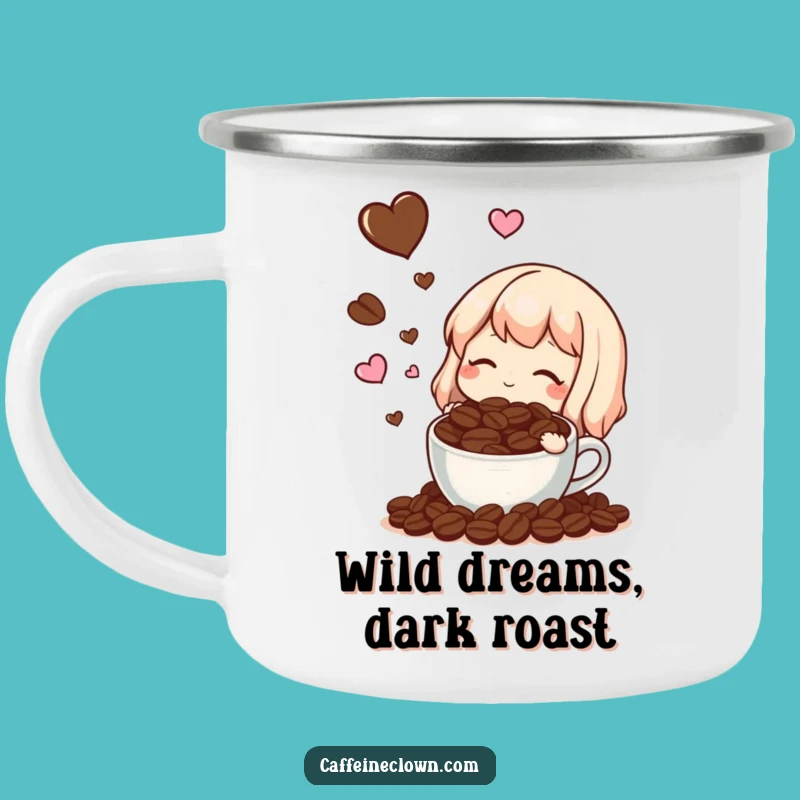 Funny Coffee Bean Dream Camping Mug: Adventure with Coffee Dreams