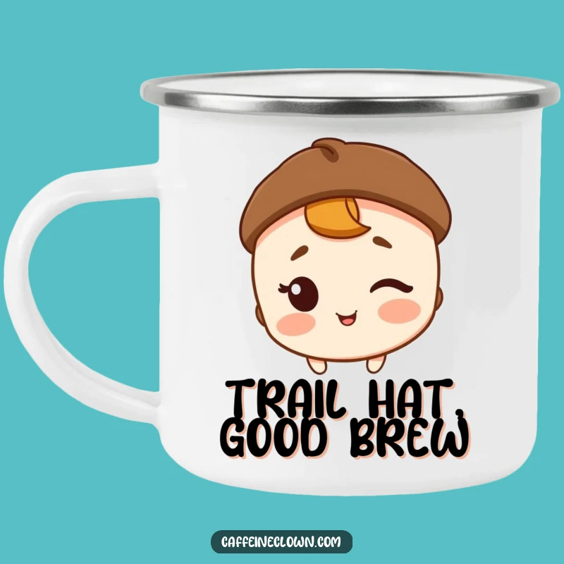 Funny Coffee Bean Hat Camping Mug: Adventure with a Wink and Coffee