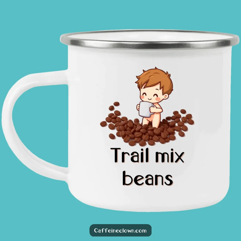 Funny Coffee Bean Spill Camping Mug: Adventure Fuel - Perfect Gift!