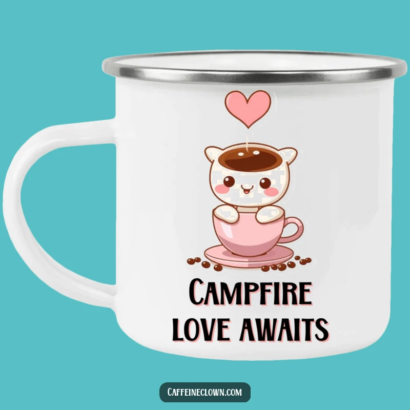 Funny Coffee Heart Steam Camping Mug - Romantic Outdoor Gift