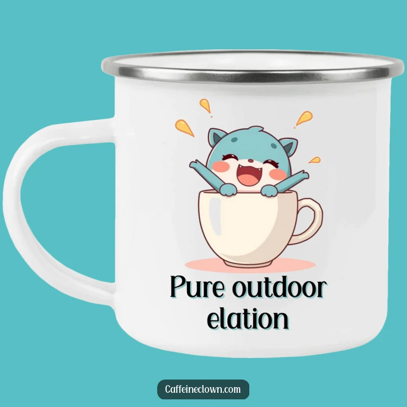 Funny Coffee Joy Burst Camping Mug - Adventure Elation, Perfect Gift!