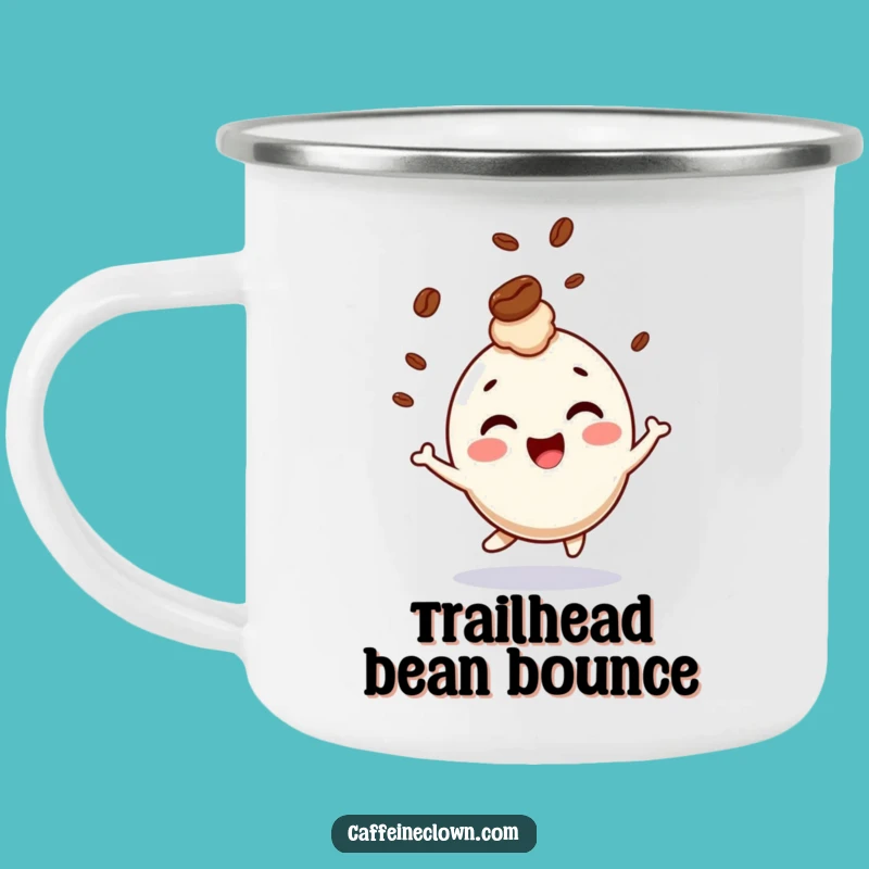 Funny Giggling Character Coffee Bean Camping Mug - Adventure-Ready and Hilarious Gift