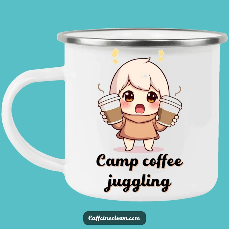 Funny Juggling Coffee Character Camping Mug: Your Companion for Busy Adventures!