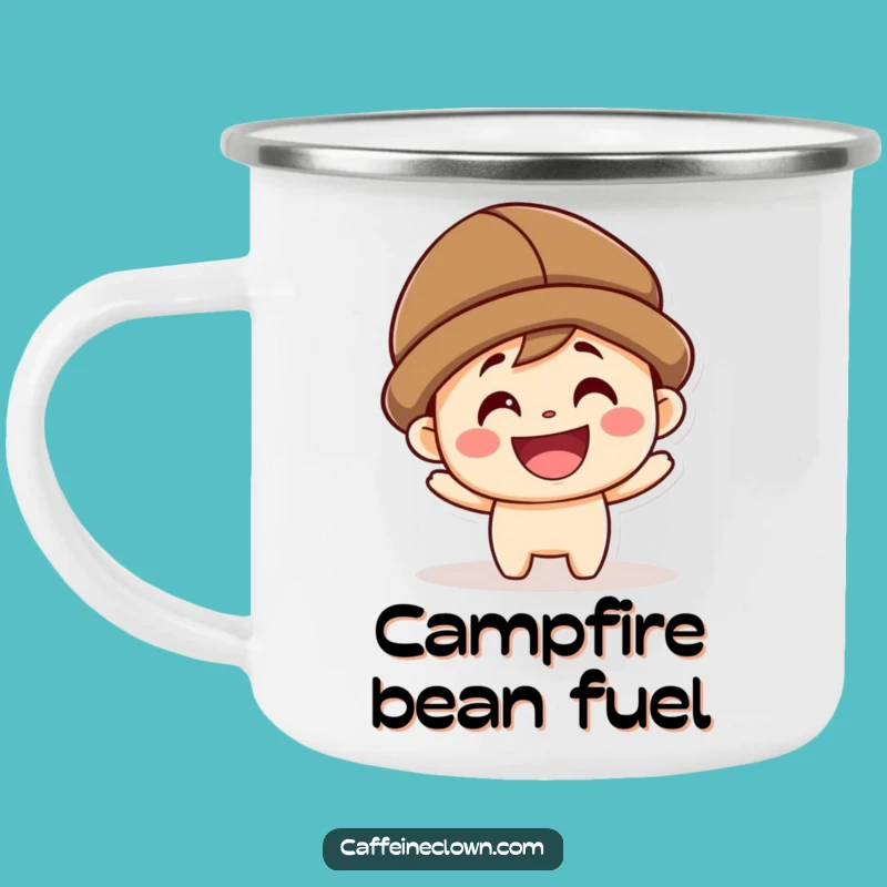 Funny Kawaii Coffee Bean Hat Camping Mug: Adventure with a Grin