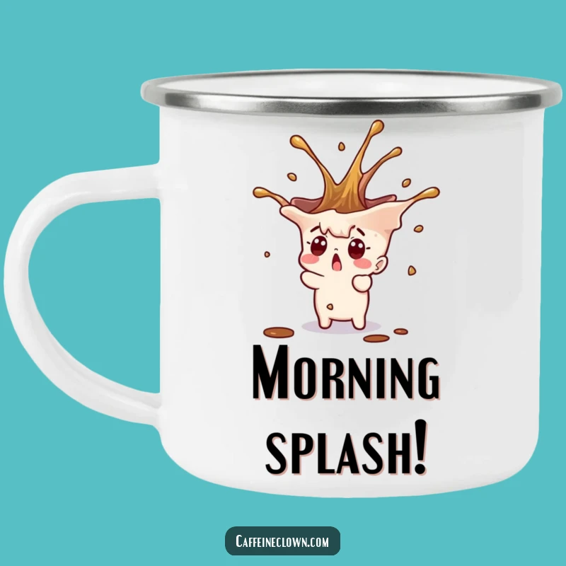 Funny Coffee Splash Surprise Camping Mug: Adventure with a Jolt!