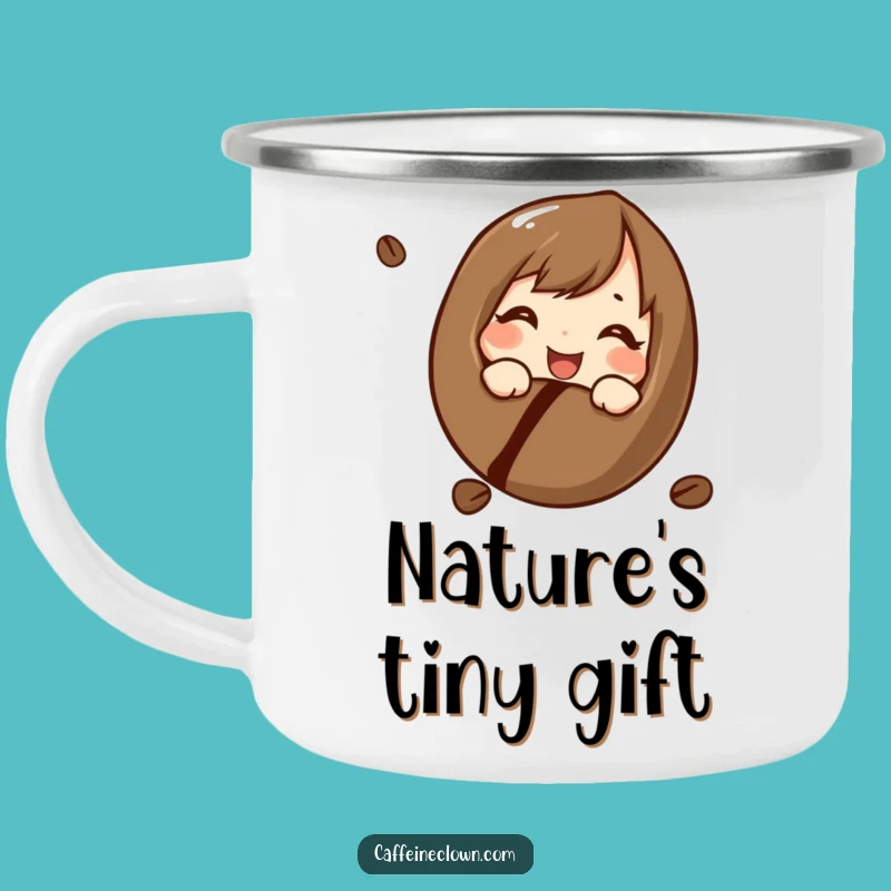 Funny Coffee Bean Camper Mug: Curious Explorer, Perfect Outdoor Gift