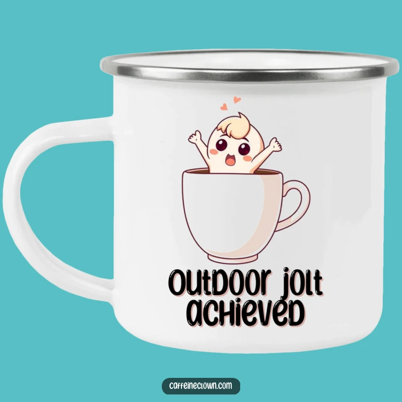 Funny Surprise Camping Mug: Startled Character Outdoor Brew, Perfect Funny Gift for Adventurers