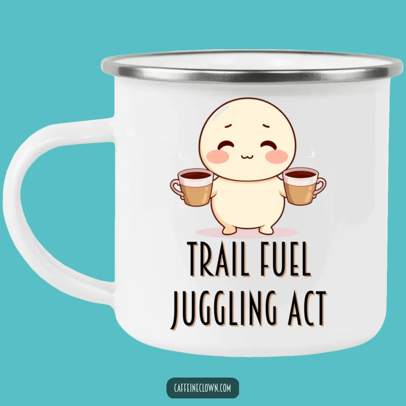Funny Coffee Juggling Character Camping Mug - Adventure-Ready and Hilarious Gift