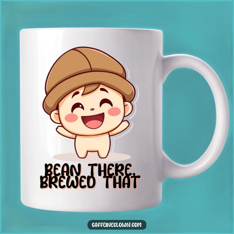 Funny Kawaii Coffee Bean Hat Mug: The Perfect Grinning Gift for Coffee Lovers