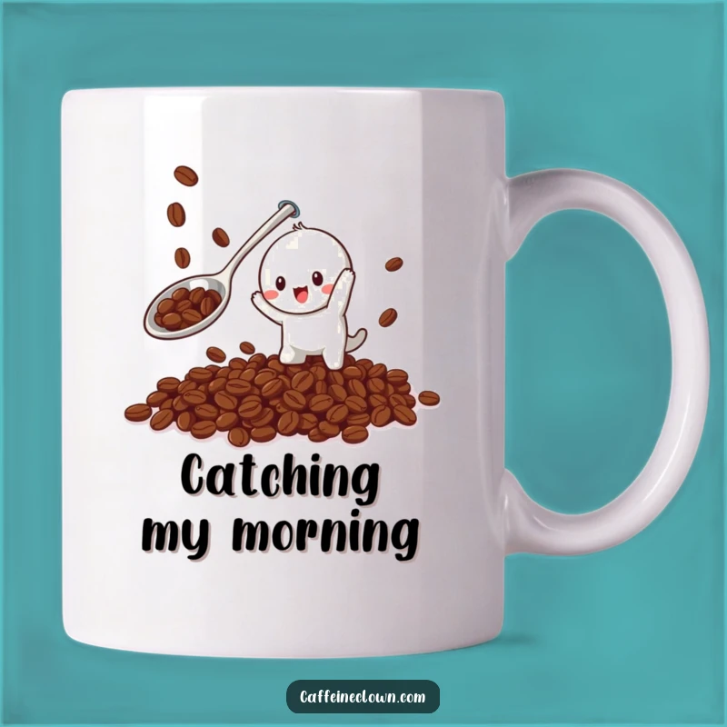 Funny Coffee Bean Catcher Mug - Playful Character Fun, Perfect Gift!