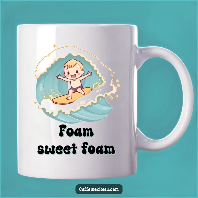 Funny Latte Foam Surfer Mug: Ride the Waves of Joyful Coffee