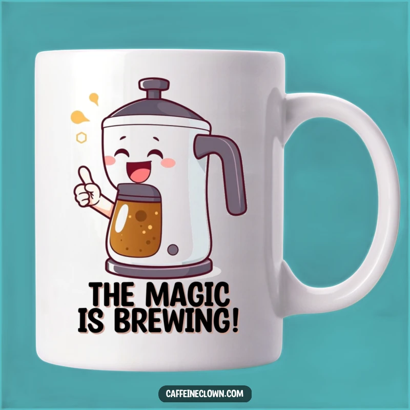 Funny Coffee Alert Mug: Joyful Character's Pot Pointing Gift