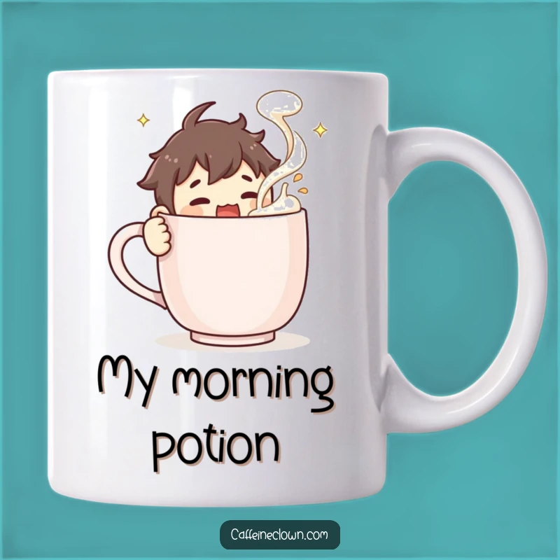 Funny Coffee Lover Mug Gift: Character Stirring Giant Coffee, Froth Flying!