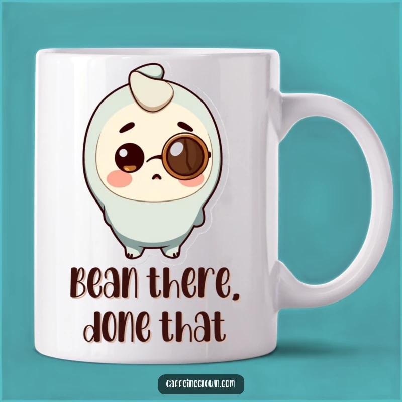 Funny Surprised Coffee Bean Monocle Mug: A Shocking Brew!