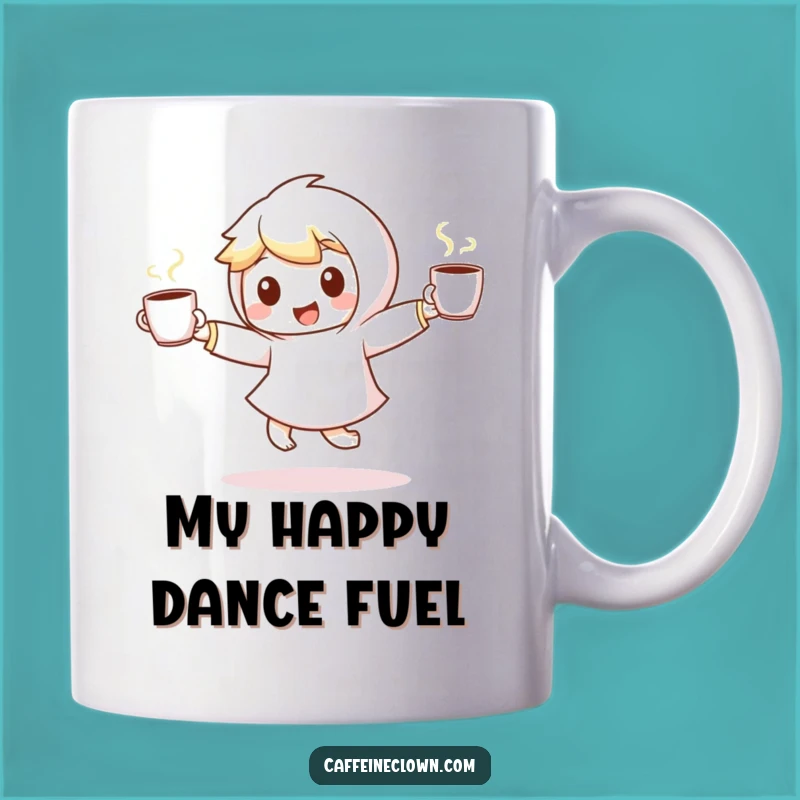 Funny Coffee Lover Mug - Energetic Character Dancing with Coffee, Perfect Gift!