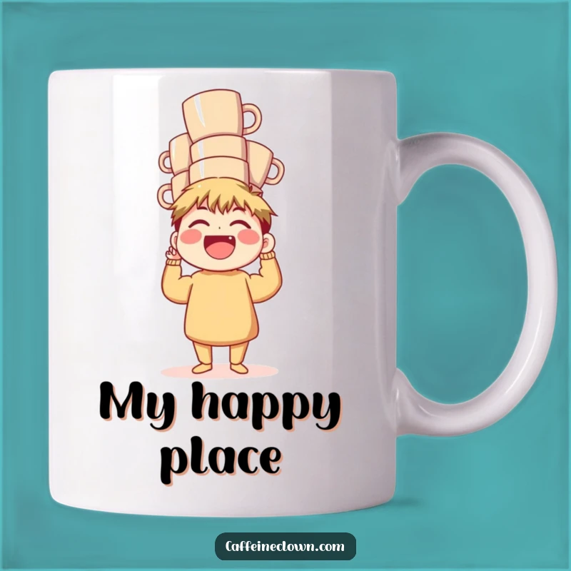 Funny Coffee Stack Mug: Laughing Balance Act, Perfect Funny Gift for Baristas