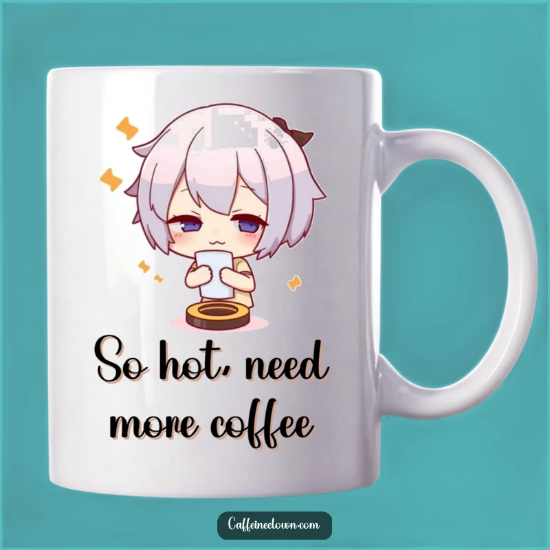 Funny Hot Mess Coffee Mug: Cute Overheated Character Fanning Hilariously, Perfect Gift