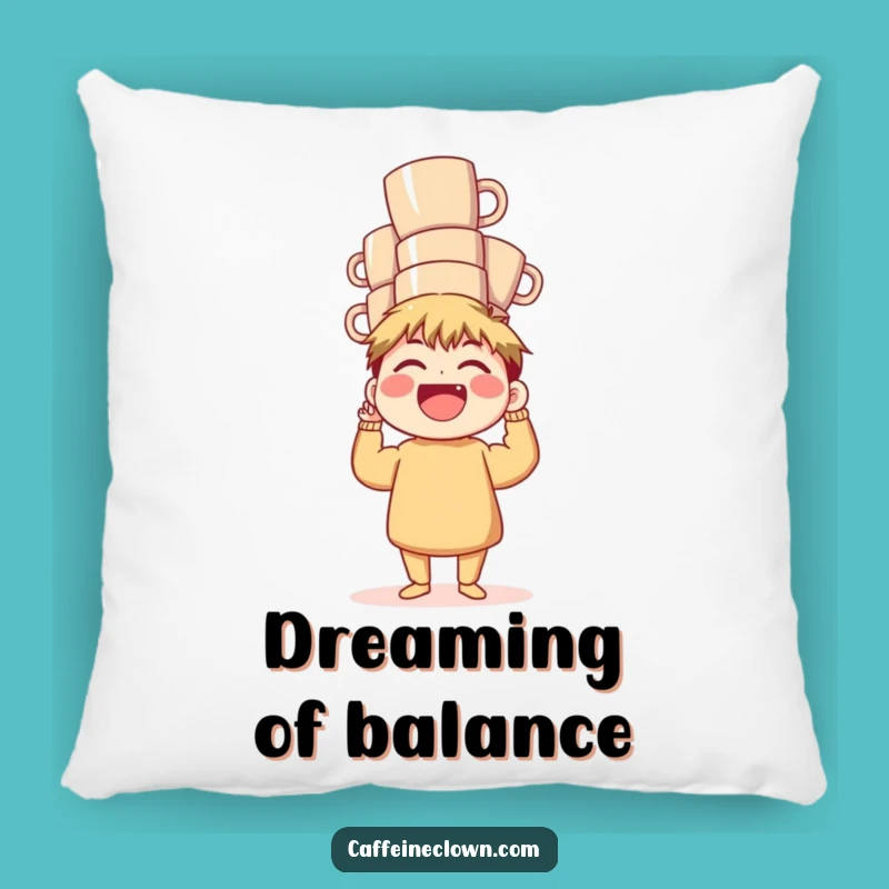 Funny Coffee Stack Pillow: Cozy Comfort with a Laughing Balancer, Ideal Funny Gift