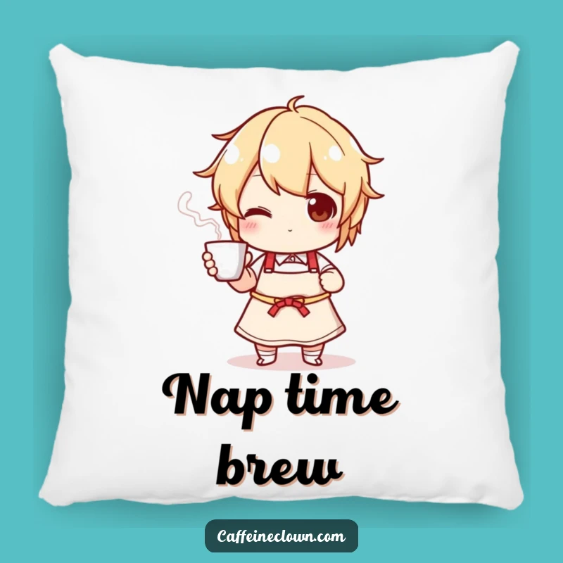 Funny Accent Pillow: Apron Character Serving Joy!