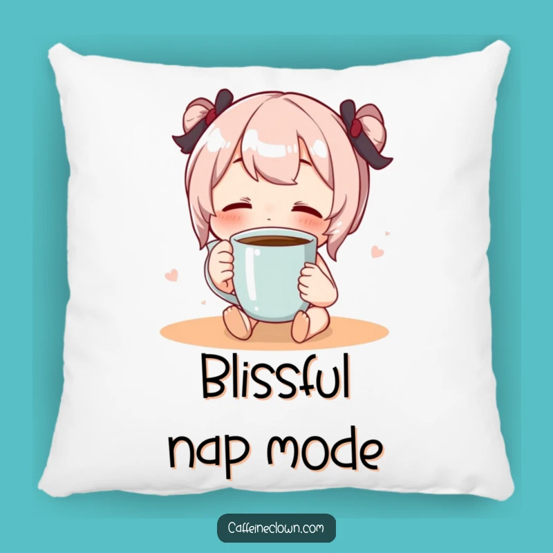 Funny Blissful Coffee Sip Pillow: Cozy Up in Coffee Serenity