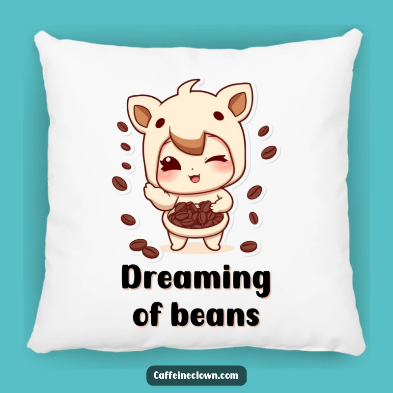 Funny Coffee Bean Juggling Pillow: Winking Comfort, Cozy & Comical Gift!
