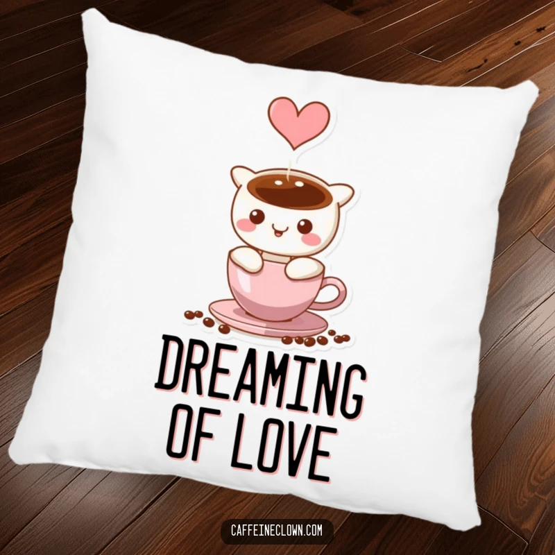 Funny Pillow featuring coffee steam creating a heart shape, ideal for adding a romantic and humorous touch.