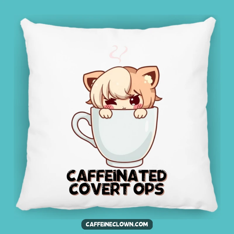 Funny Coffee Peek Pillow - Comfy Character Decor Gift