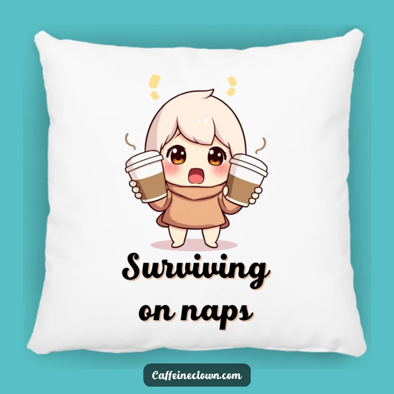 Funny Juggling Coffee Character Pillow: Rest Your Head After a Busy Day!