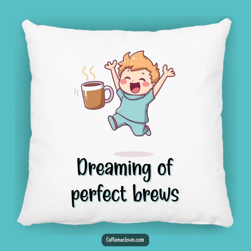 Funny Leaping Coffee Lover Pillow: Cozy Figure's Delightful Comfort Gift