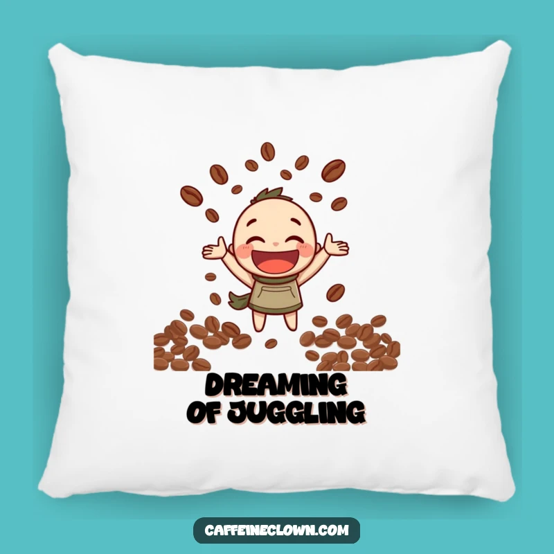Funny Pillow: Coffee Bean Juggling Character - Cozy Comedy Comfort!