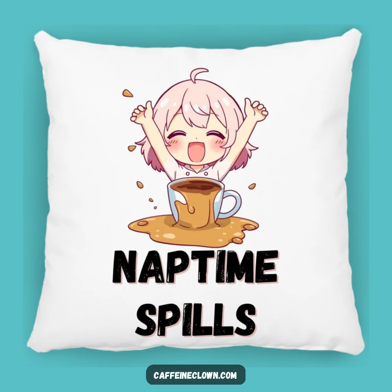 Funny Coffee Spill Pillow: Happy Chaos Accent, Perfect Cozy Gift