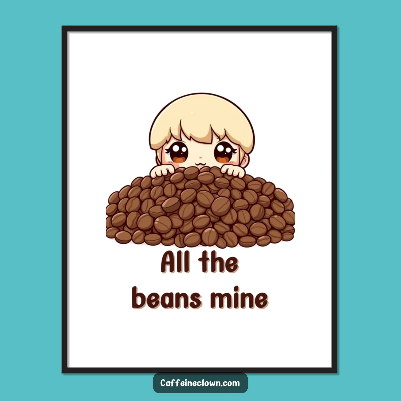 Funny Coffee Bean Mountain Digital Art Print: Instant Excitement for Your Walls!