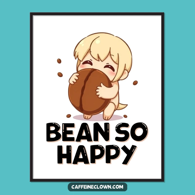 Funny Digital Art: Coffee Bean Hug Character - Instant Warmth!